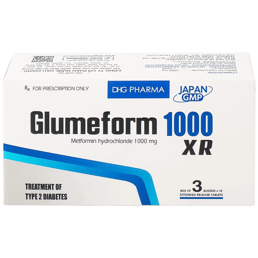 Hình ảnh Thuốc Glumeform 1000 XR DHG điều trị đái tháo đường típ 2 (3 vỉ x 10 viên)