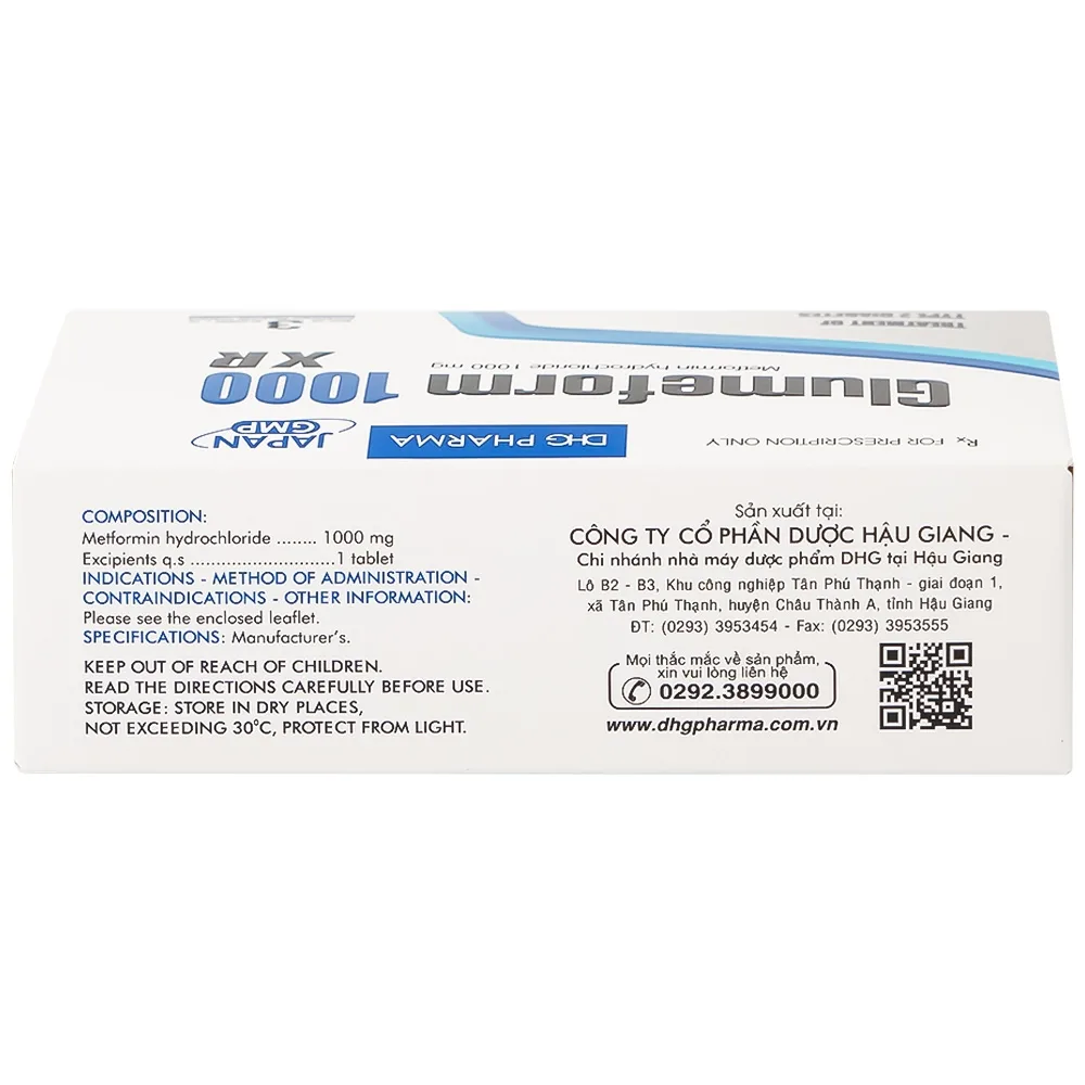 Hình ảnh Thuốc Glumeform 1000 XR DHG điều trị đái tháo đường típ 2 (3 vỉ x 10 viên)