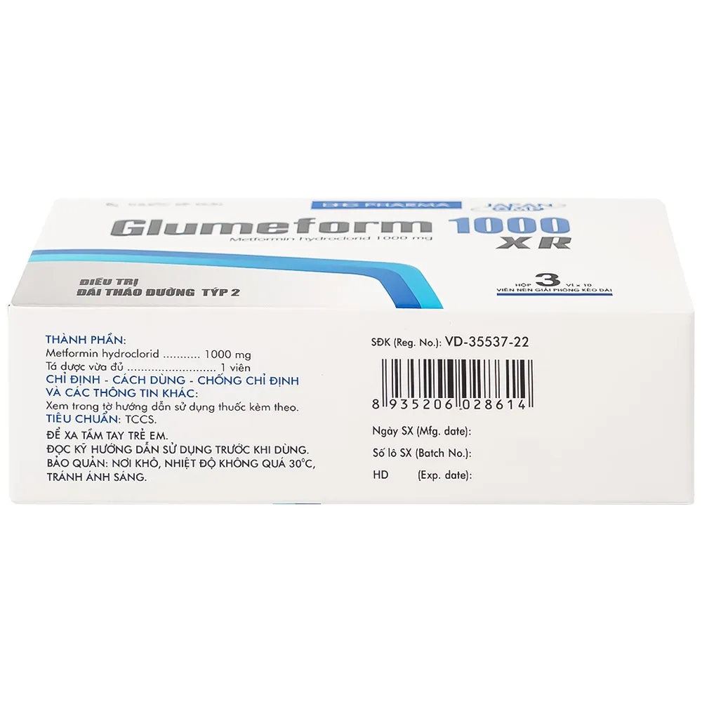 Hình ảnh Thuốc Glumeform 1000 XR DHG điều trị đái tháo đường típ 2 (3 vỉ x 10 viên)