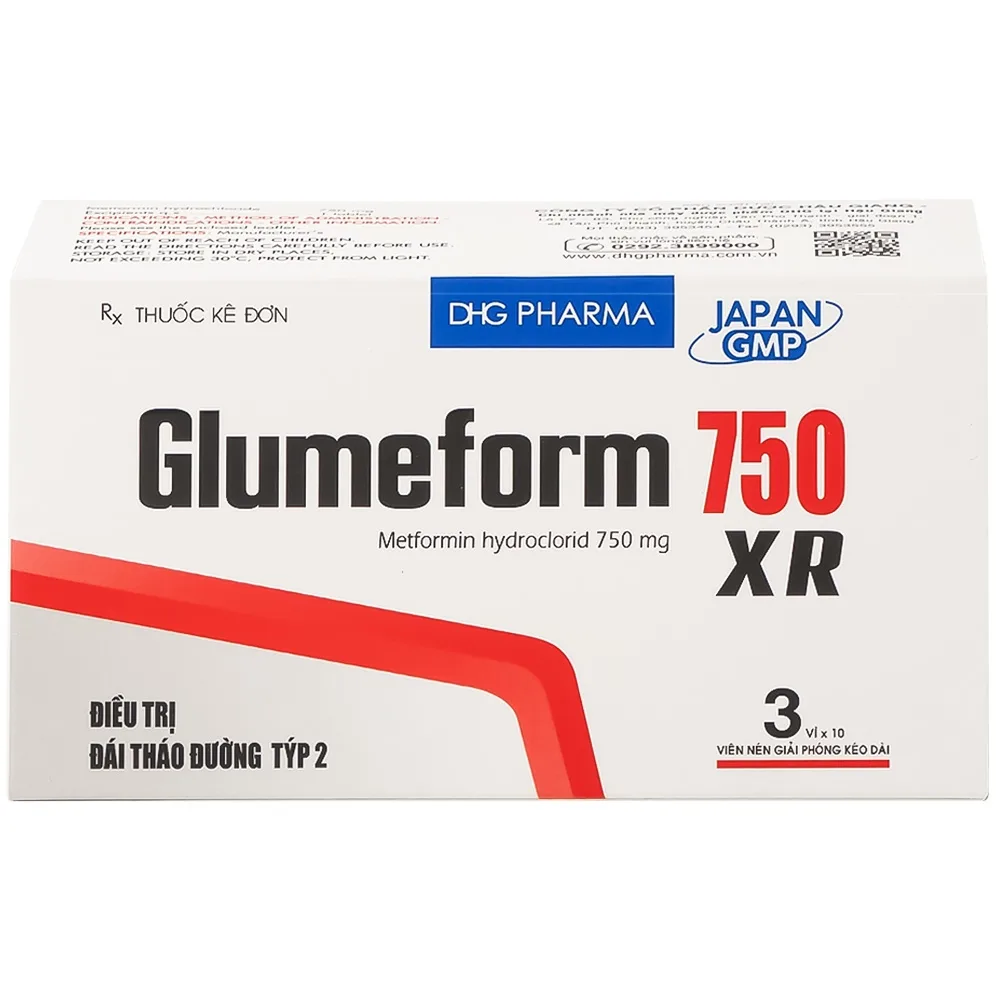 Hình ảnh Thuốc Glumeform 750 XR DHG điều trị đái tháo đường típ 2 (3 vỉ x 10 viên)