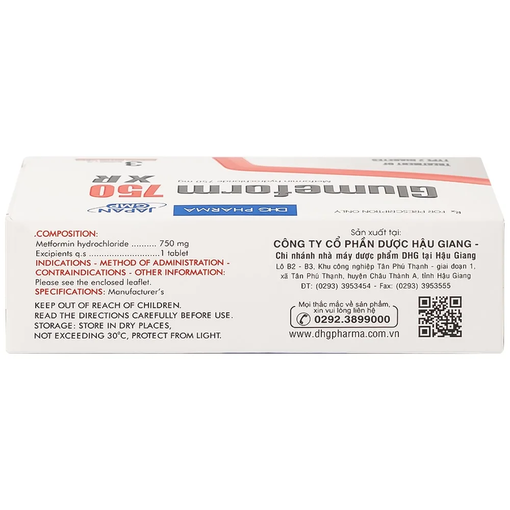 Hình ảnh Thuốc Glumeform 750 XR DHG điều trị đái tháo đường típ 2 (3 vỉ x 10 viên)
