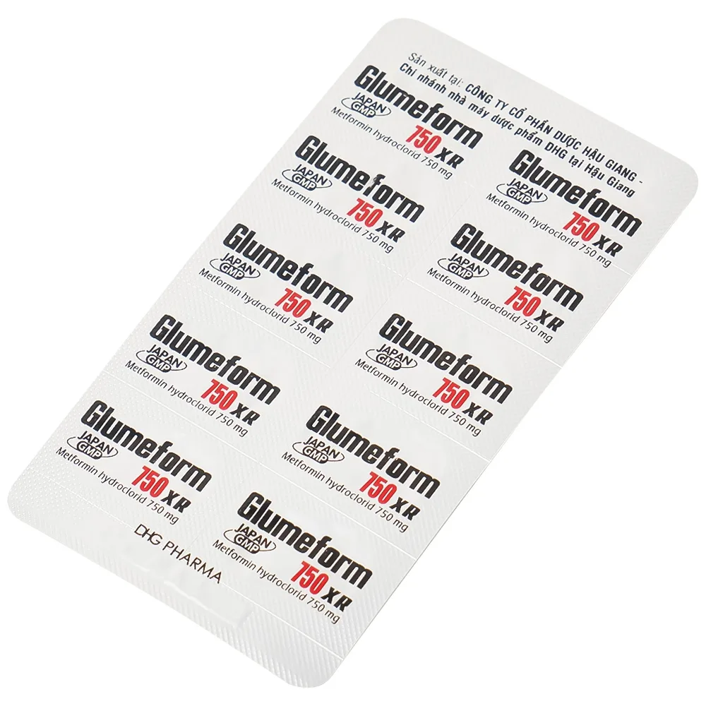 Hình ảnh Thuốc Glumeform 750 XR DHG điều trị đái tháo đường típ 2 (3 vỉ x 10 viên)