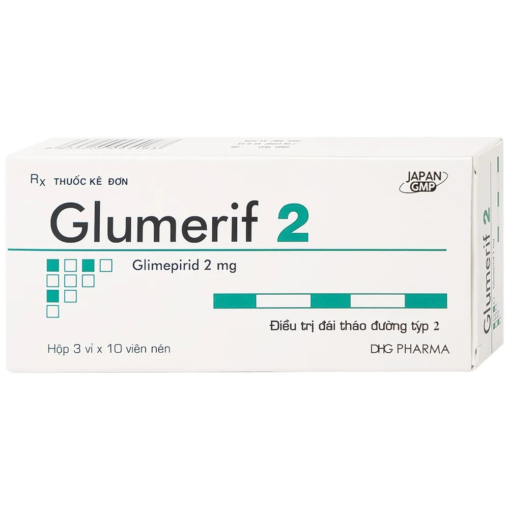Hình ảnh Thuốc Glumerif 2 DHG điều trị bệnh đái tháo đường típ 2 (3 vỉ x 10 viên)