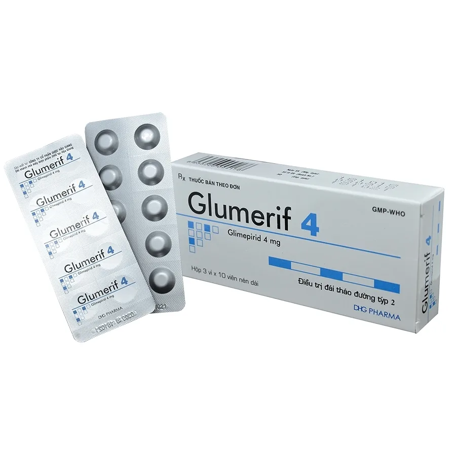 Hình ảnh Thuốc Glumerif 4 DHG điều trị bệnh đái tháo đường típ 2 (3 vỉ x 10 viên)