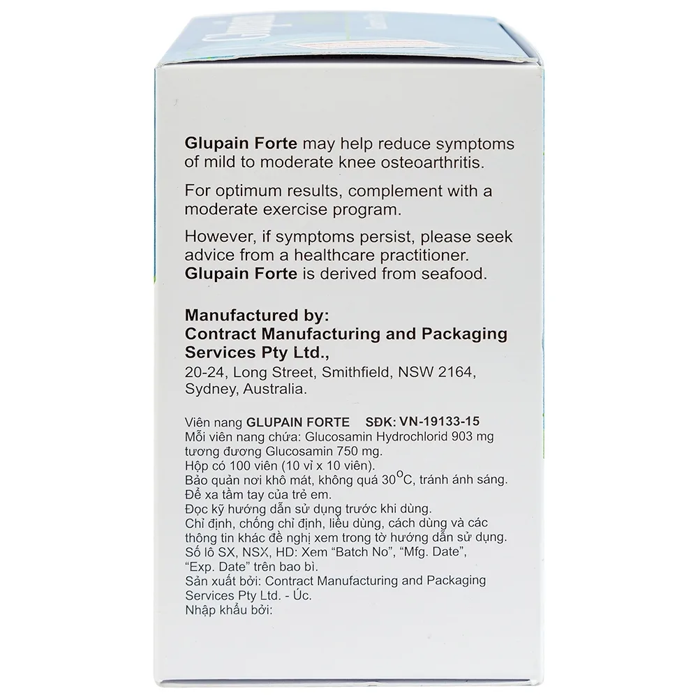 Hình ảnh Thuốc Glupain Forte 750mg CMPS giảm thoái hoá khớp (10 vỉ x 10 viên)