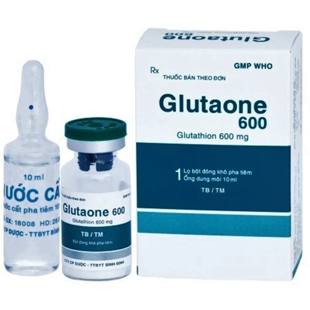 Hình ảnh Bột pha tiêm Glutaone 600 Bidiphar hỗ trợ điều trị ngộ độc thủy ngân (1 ống dung môi x 10ml)