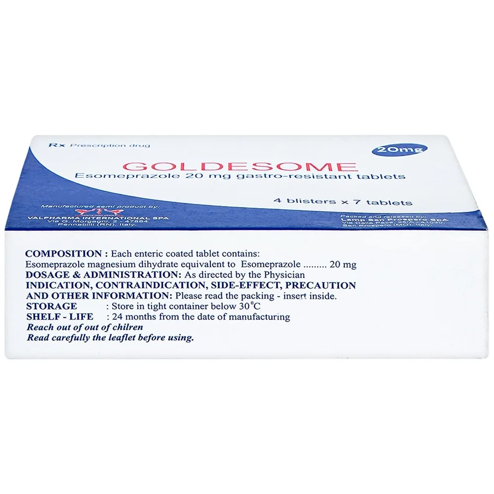 Hình ảnh Thuốc Goldesome 20mg Valpharma điều trị loét dạ dày tá tràng lành tính (4 vỉ x 7 viên)