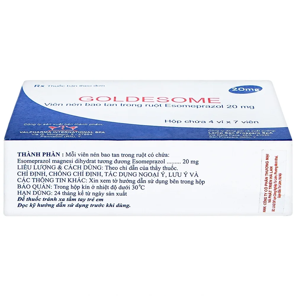 Hình ảnh Thuốc Goldesome 20mg Valpharma điều trị loét dạ dày tá tràng lành tính (4 vỉ x 7 viên)