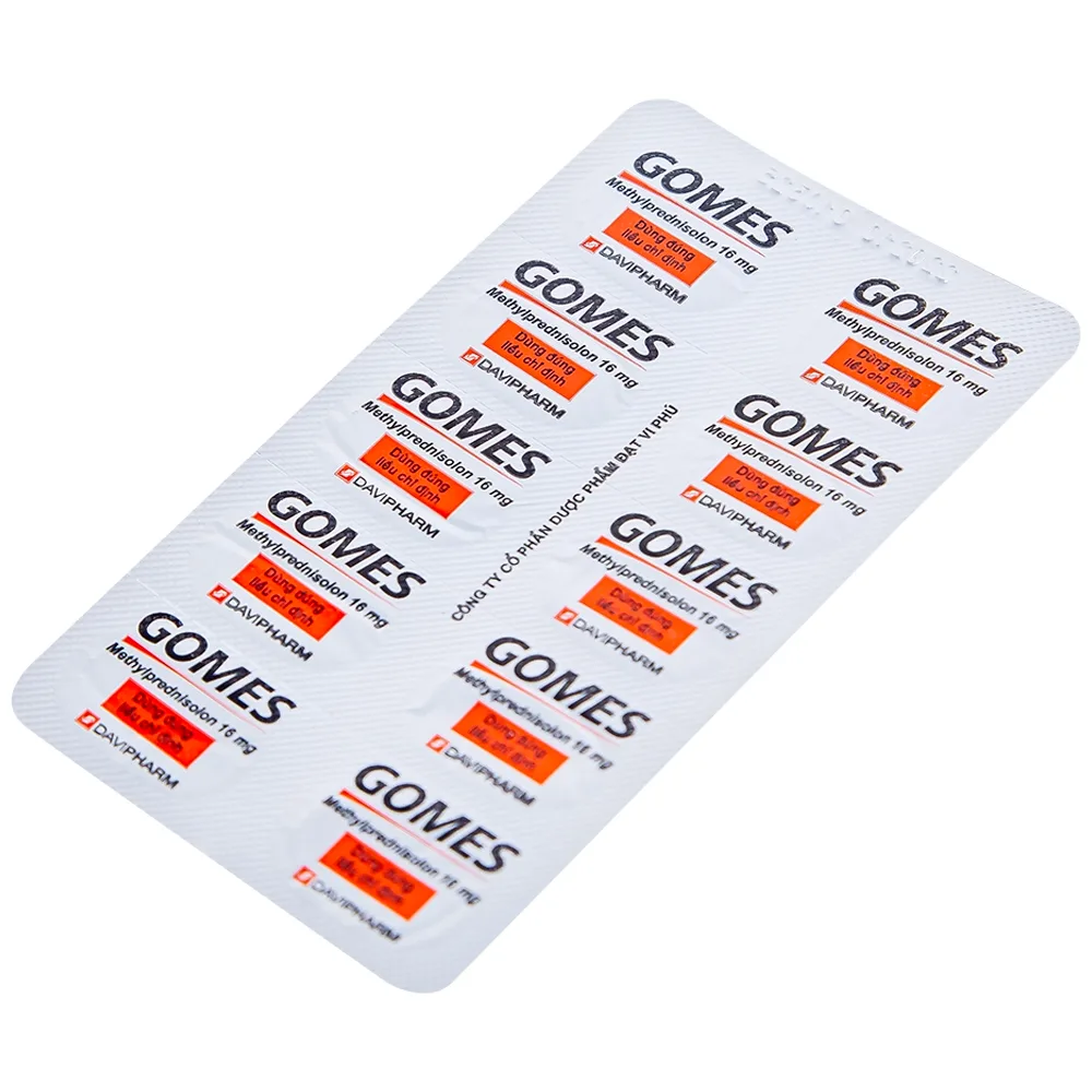 Hình ảnh Thuốc Gomes 16mg Davipharm kháng viêm, điều trị viêm khớp dạng thấp, lupus ban đỏ hệ thống (3 vỉ x 10 viên)