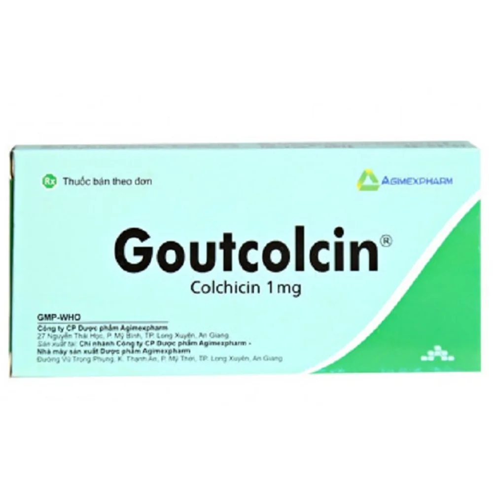 Hình ảnh Thuốc Goutcolcin Agimexpharm điều trị đợt cấp của bệnh gút (2 vỉ x 20 viên)