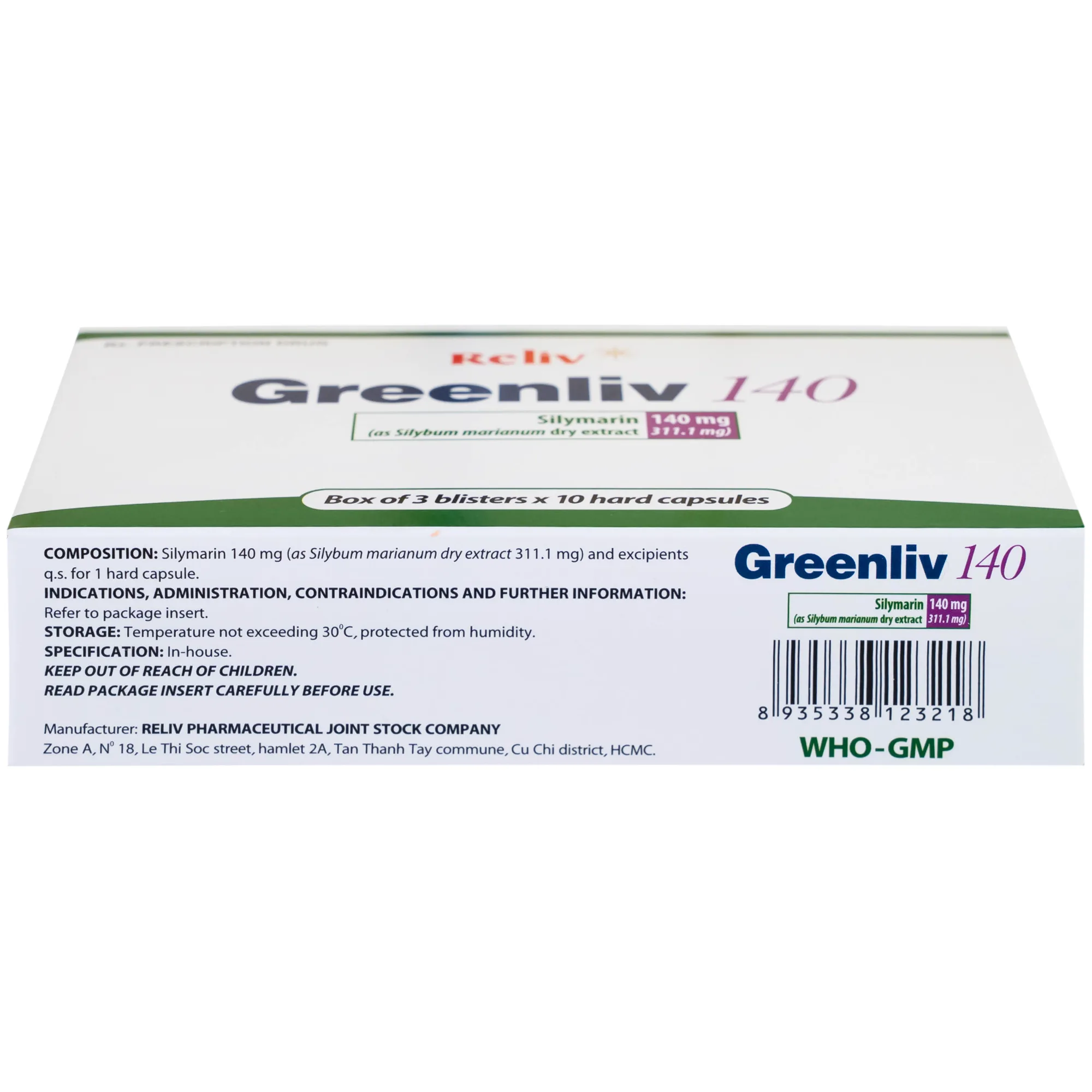 Hình ảnh Thuốc Greenliv 140mg Reliv điều trị rối loạn tiêu hóa trong các bệnh về gan, viêm gan cấp và mãn tính (3 vỉ x 10 viên)