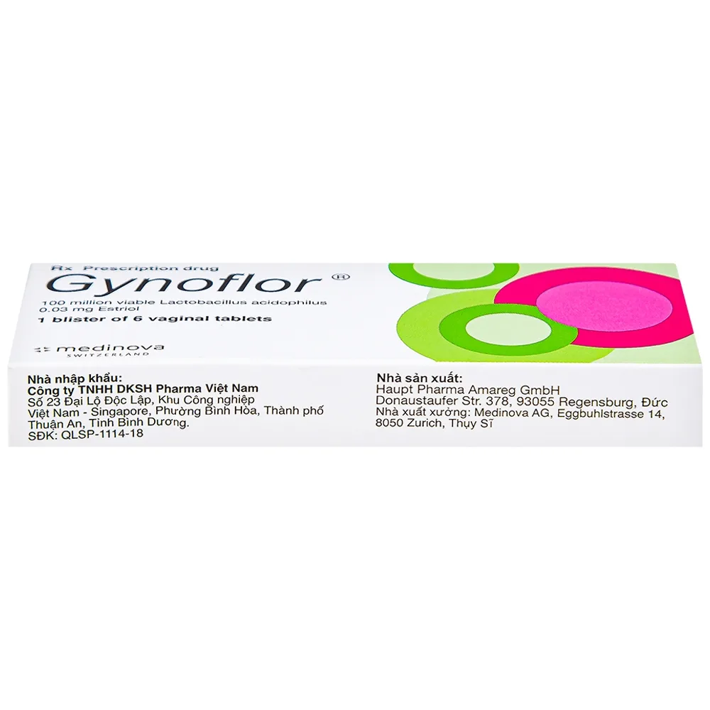 Hình ảnh Viên đặt âm đạo Gynoflor Medinova điều trị nhiễm khuẩn âm đạo (1 vỉ x 6 viên)