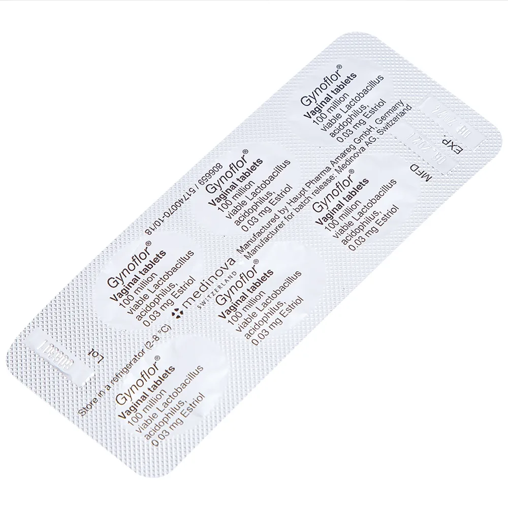 Hình ảnh Viên đặt âm đạo Gynoflor Medinova điều trị nhiễm khuẩn âm đạo (1 vỉ x 6 viên)