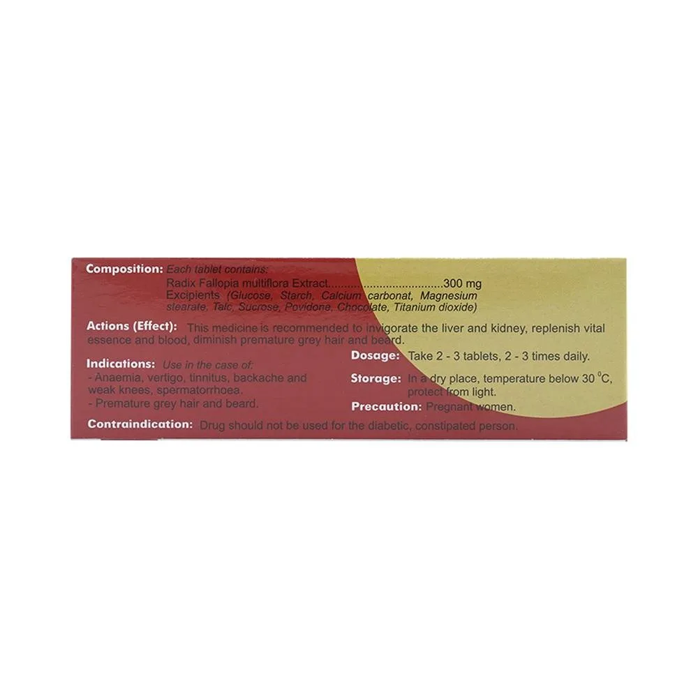 Hình ảnh Thuốc Hà Thủ Ô Traphaco điều trị đau lưng, mỏi gối, di mộng tinh (5 vỉ x 10 viên)