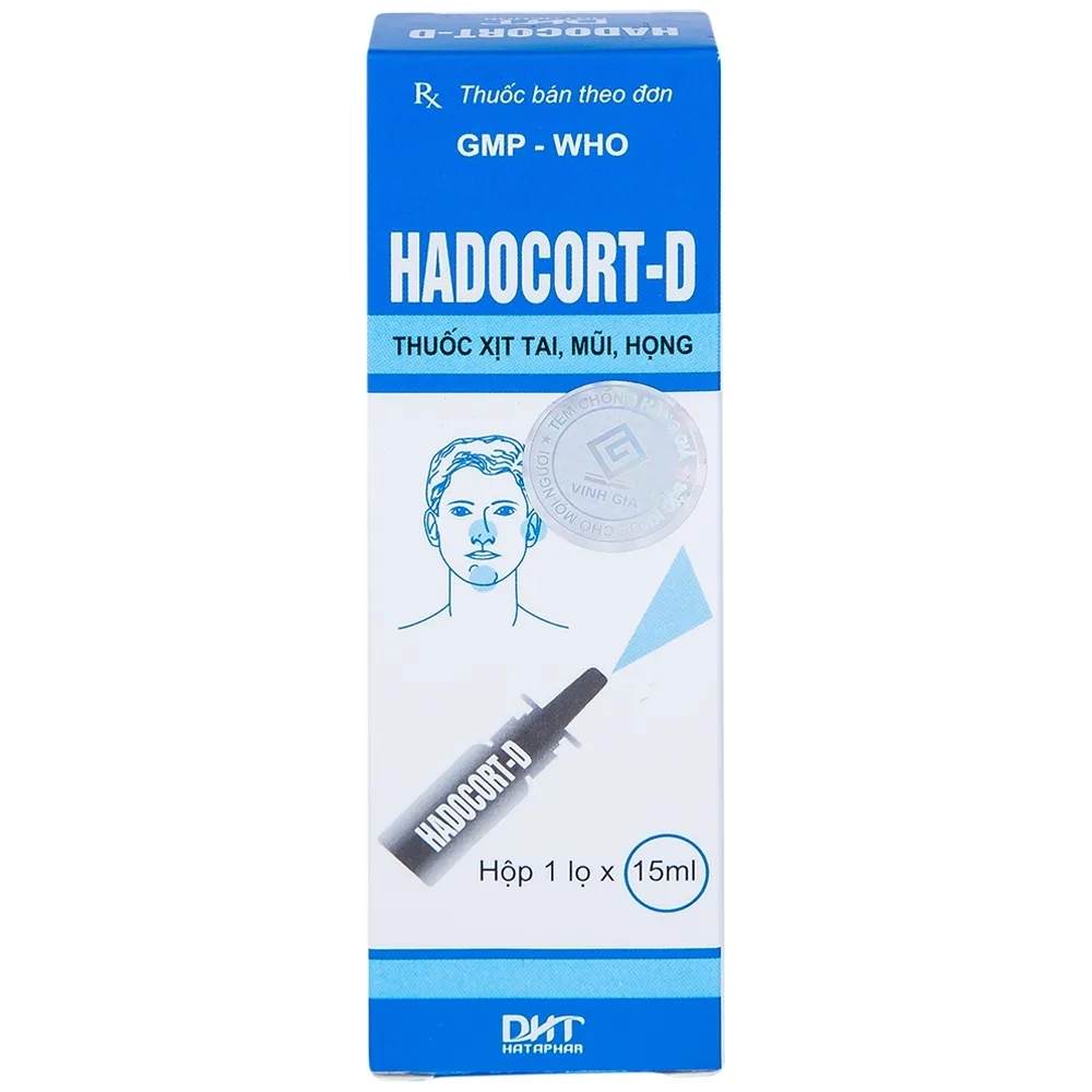 Hình ảnh Thuốc xịt Hadocort-D Hà Tây điều trị các bệnh viêm mũi, viêm xoang (15ml)