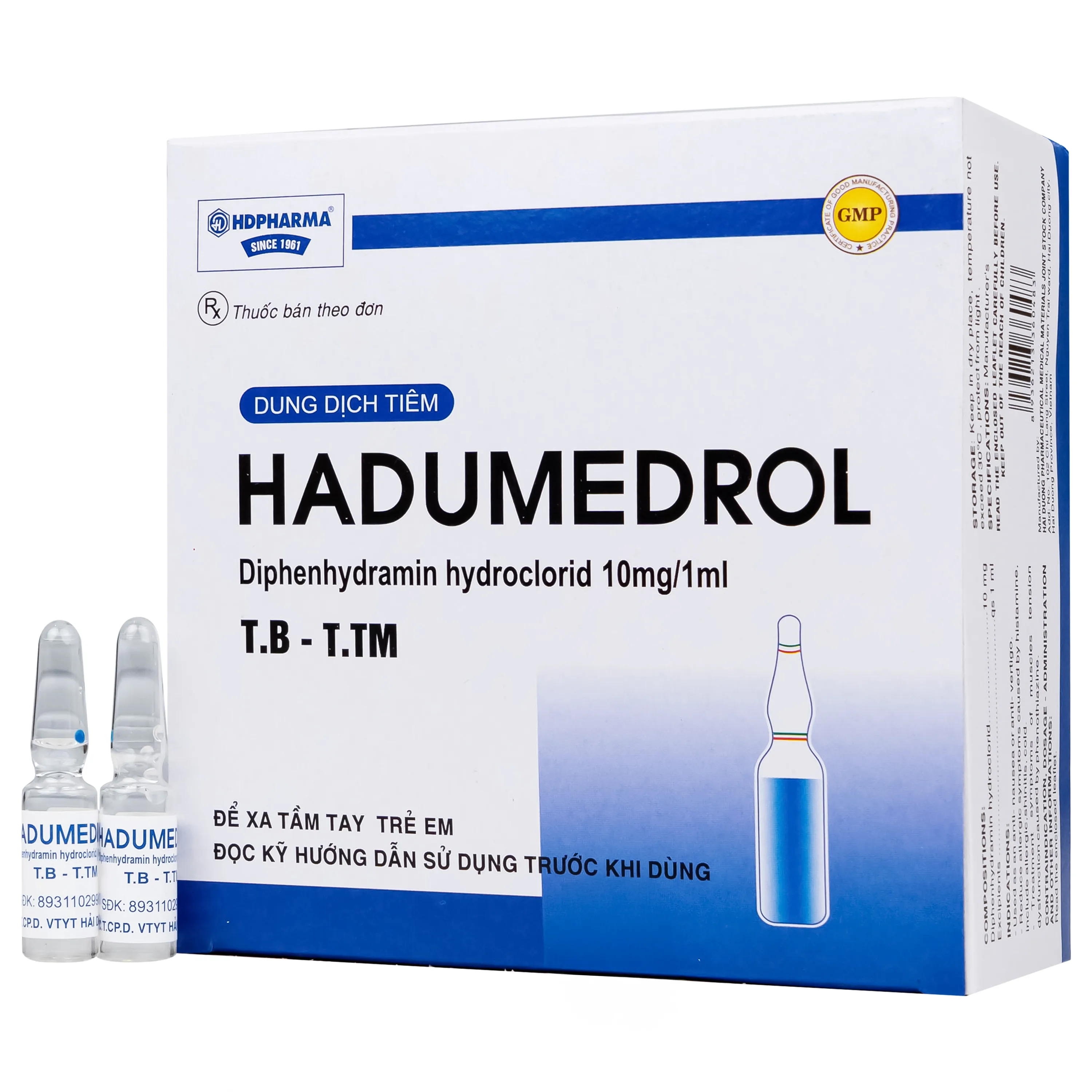 Hình ảnh Thuốc Hadumedrol 10mg/ml Hdpharma giúp chống buồn nôn hoặc chóng mặt (100 ống x 1ml)