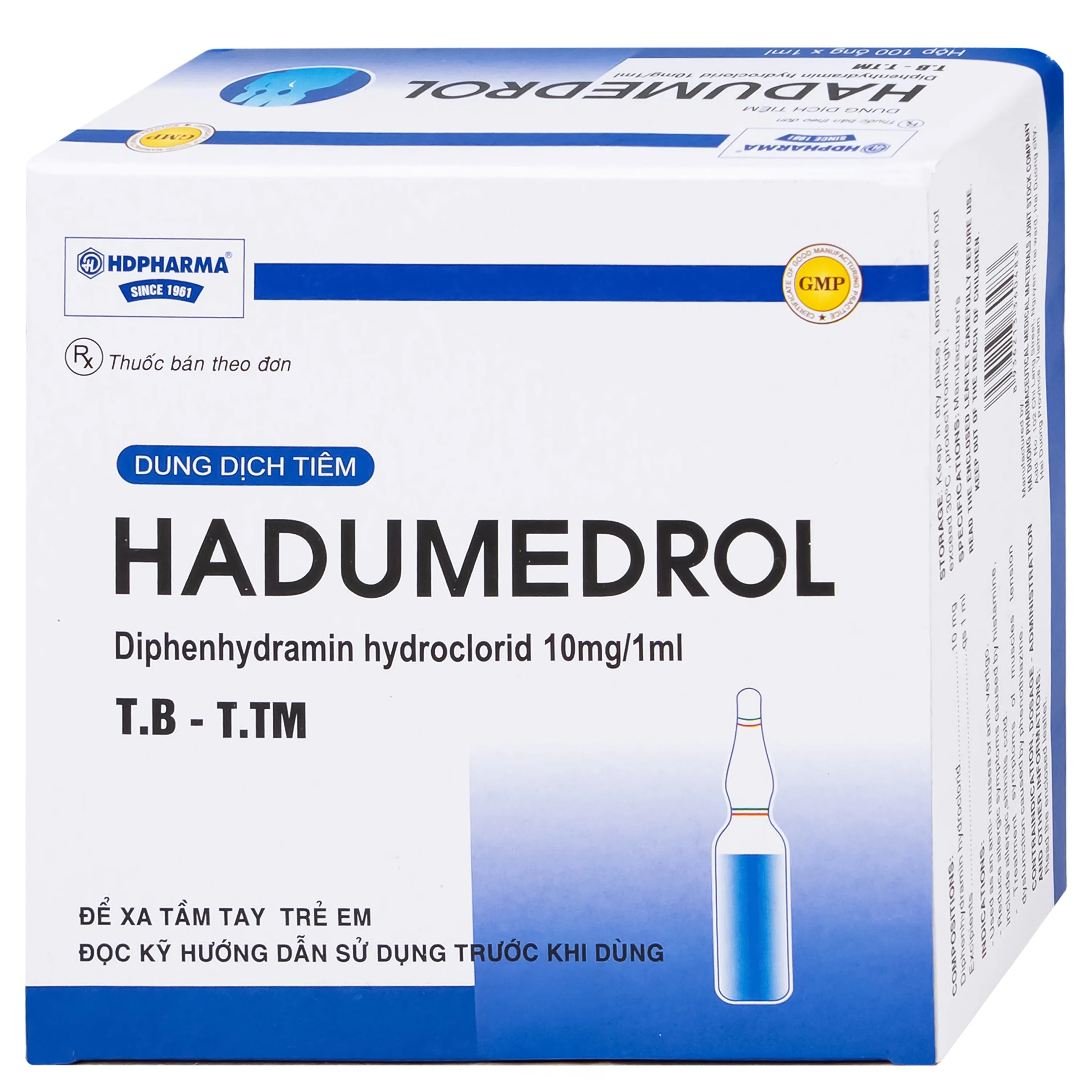 Hình ảnh Thuốc Hadumedrol 10mg/ml Hdpharma giúp chống buồn nôn hoặc chóng mặt (100 ống x 1ml)