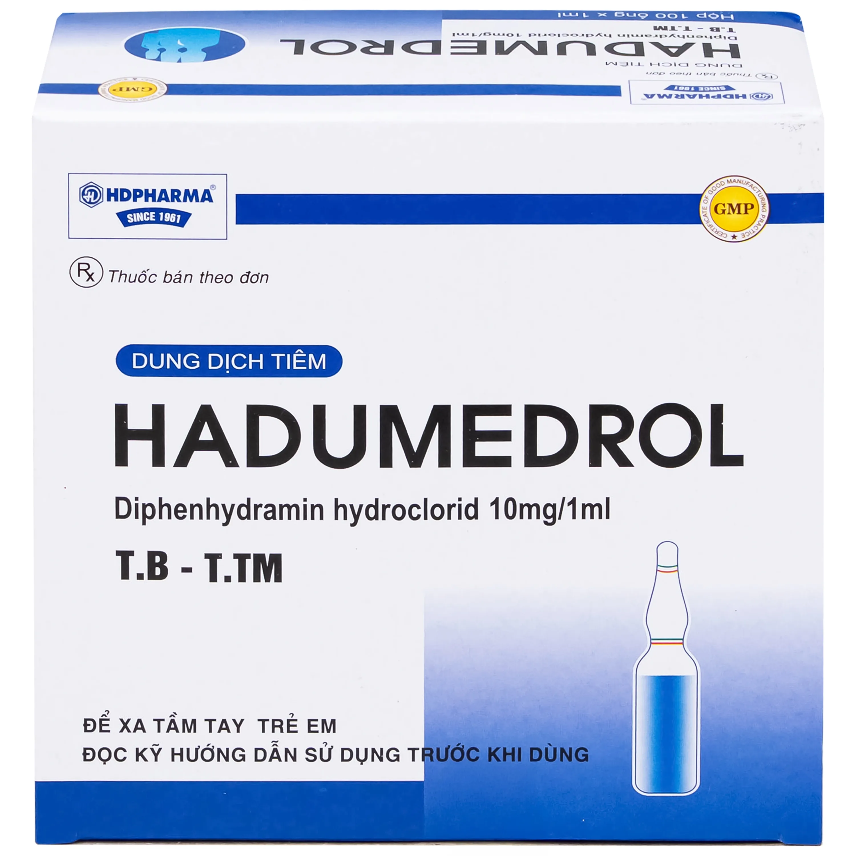 Hình ảnh Thuốc Hadumedrol 10mg/ml Hdpharma giúp chống buồn nôn hoặc chóng mặt (100 ống x 1ml)