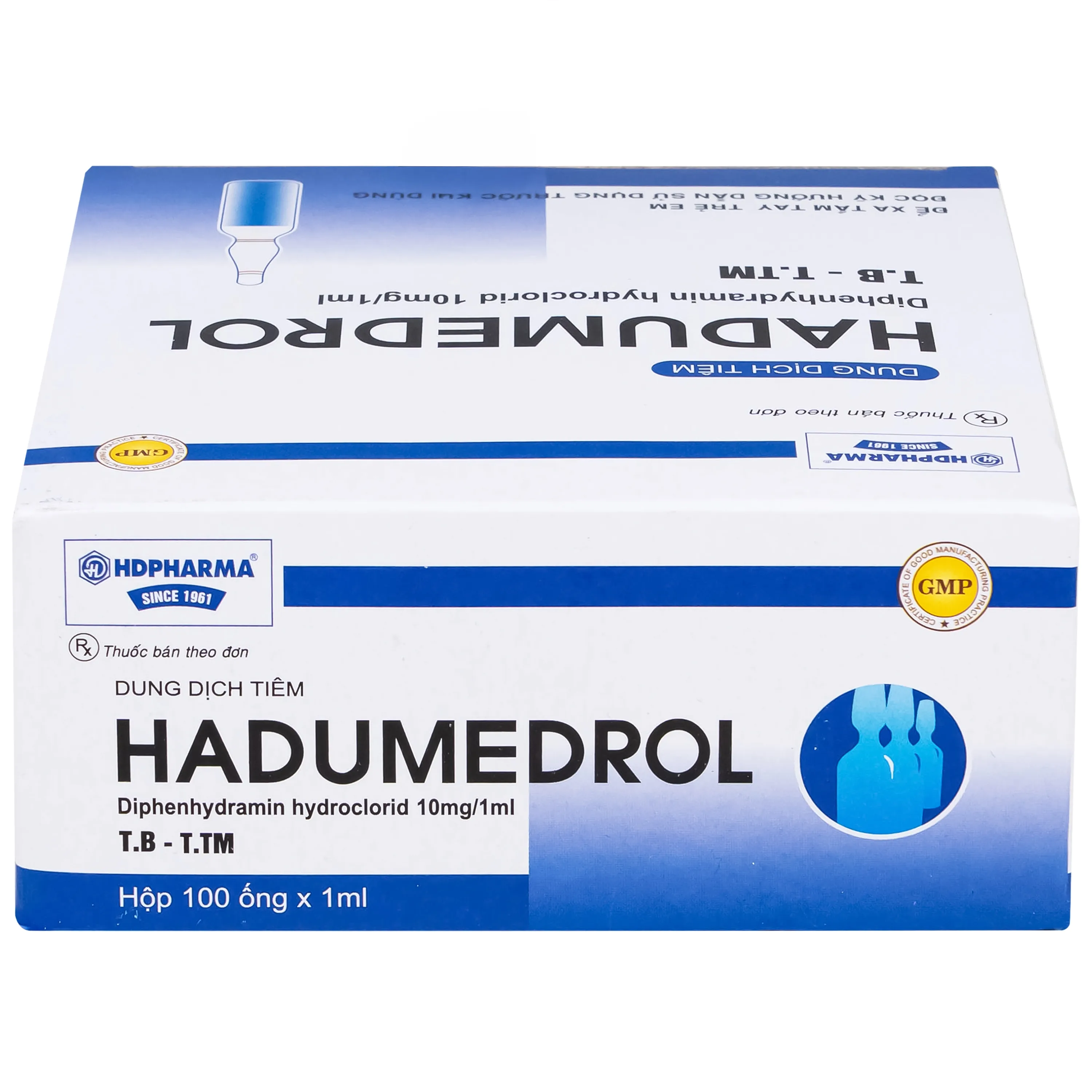 Hình ảnh Thuốc Hadumedrol 10mg/ml Hdpharma giúp chống buồn nôn hoặc chóng mặt (100 ống x 1ml)