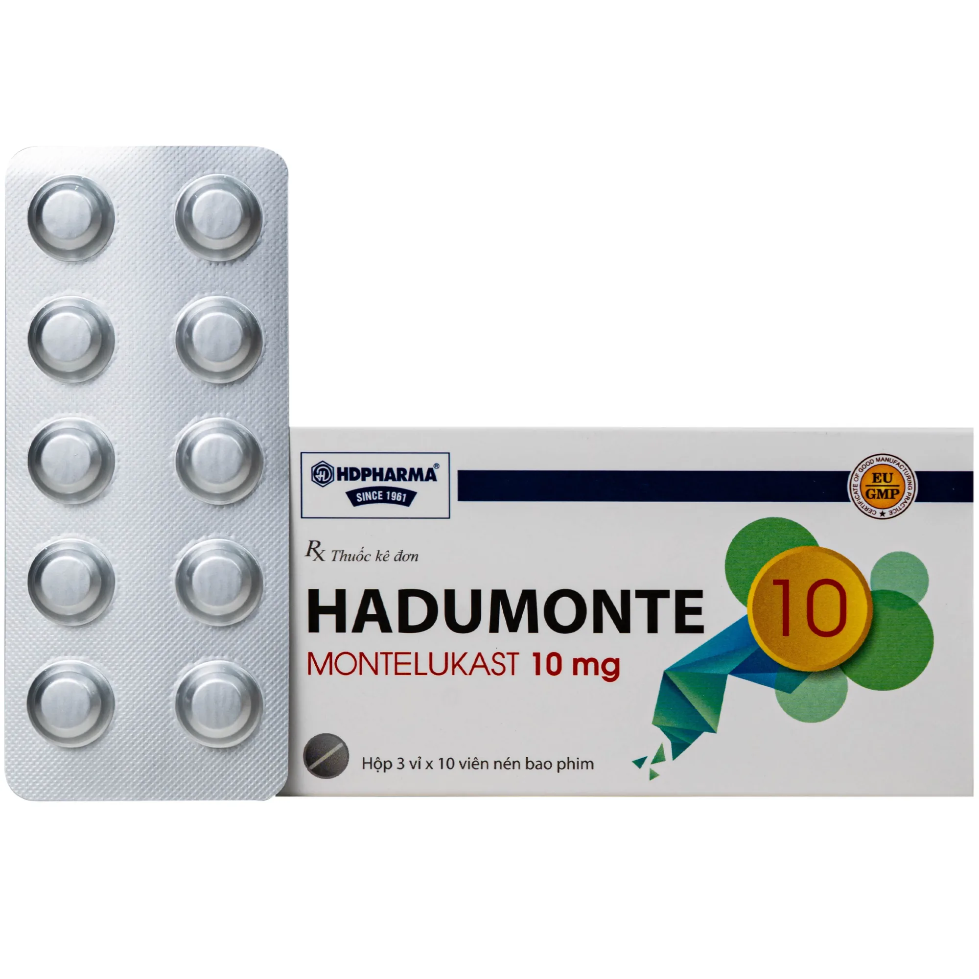 Hình ảnh Thuốc HADUMONTE điều trị hen dưới dạng liệu pháp bổ sung ở những bệnh nhân bị hen dai dẳng từ nhẹ đến trung bình (3 vỉ x 10 viên)