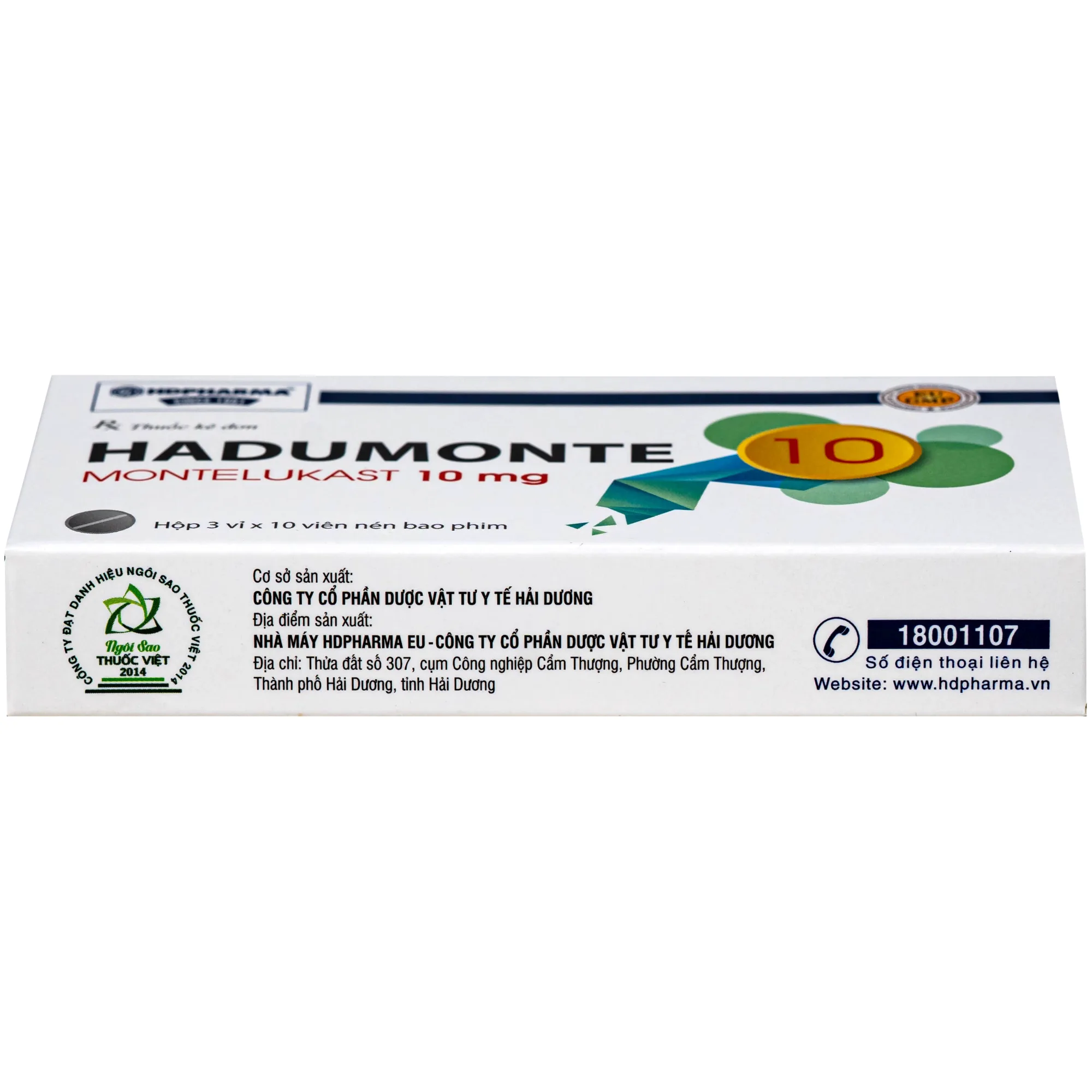 Hình ảnh Thuốc HADUMONTE điều trị hen dưới dạng liệu pháp bổ sung ở những bệnh nhân bị hen dai dẳng từ nhẹ đến trung bình (3 vỉ x 10 viên)