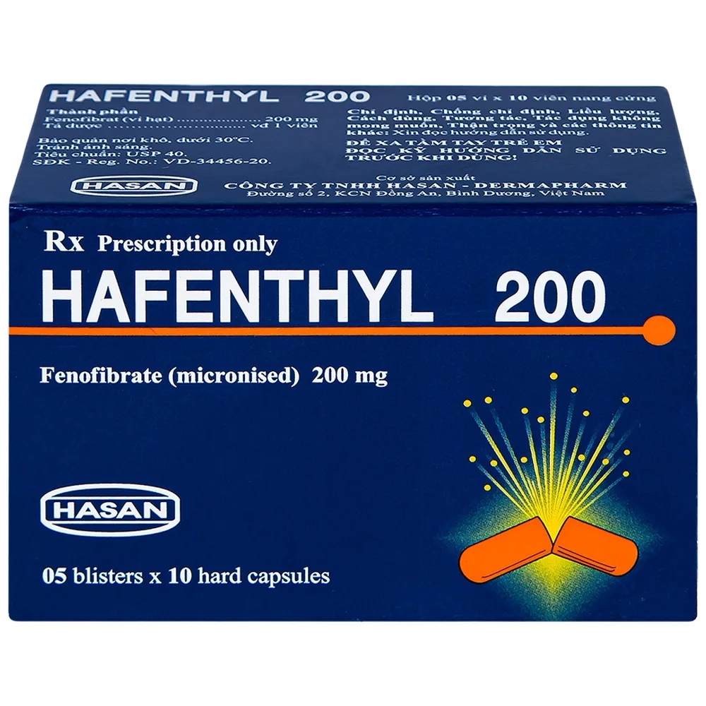 Hình ảnh Thuốc Hafenthyl 200 Hasan điều trị tăng cholesterol máu (5 vỉ x 10 viên)