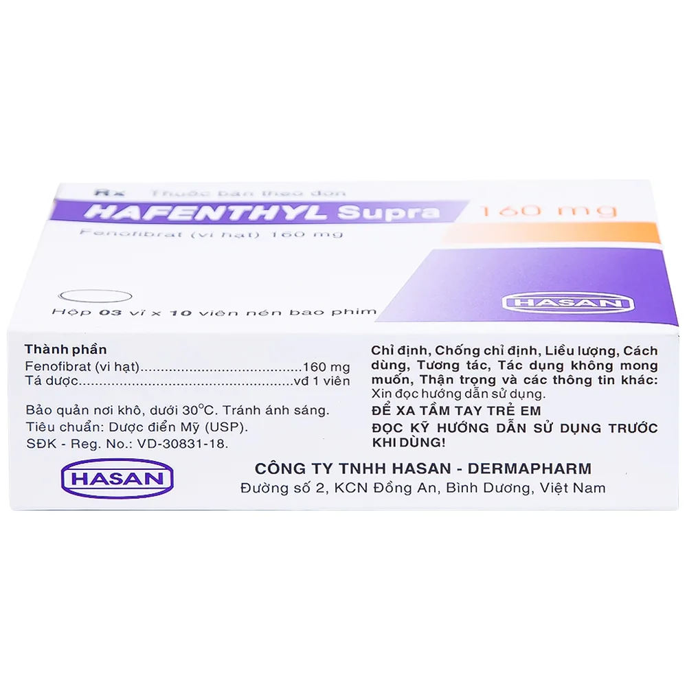 Hình ảnh Thuốc Hafenthyl Supra 160mg Hasan điều trị tăng triglycerid máu (3 vỉ x 10 viên)