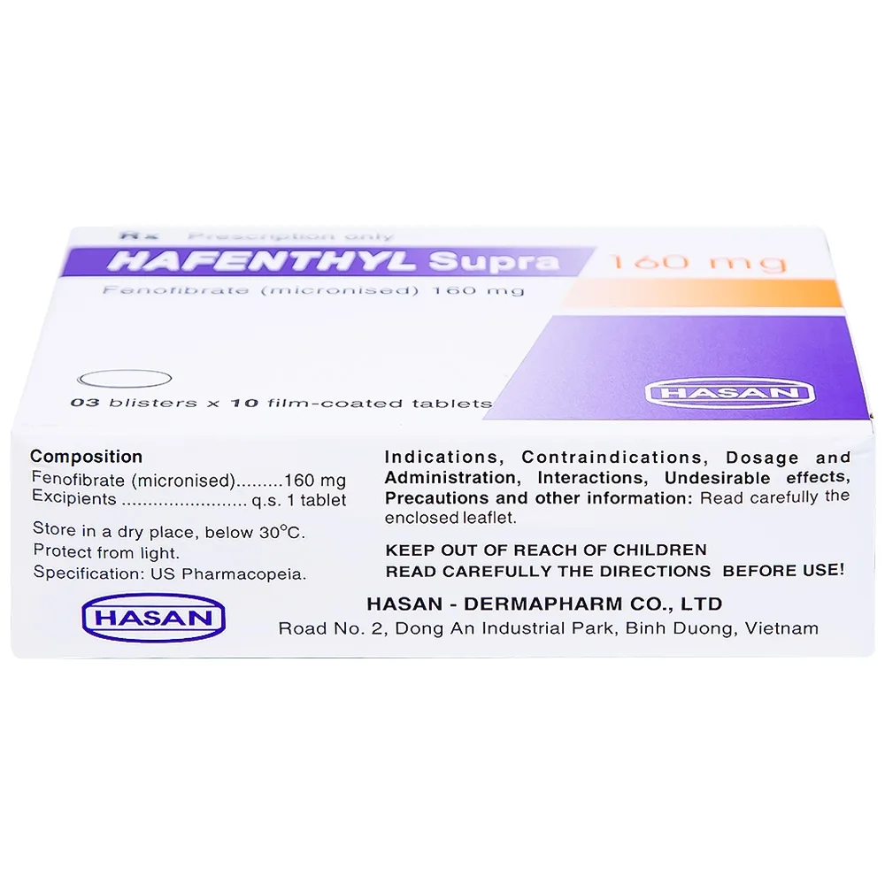 Hình ảnh Thuốc Hafenthyl Supra 160mg Hasan điều trị tăng triglycerid máu (3 vỉ x 10 viên)
