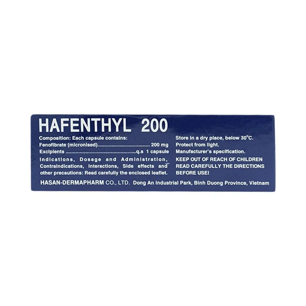 Hình ảnh Thuốc Hafenthyl 200 Hasan điều trị tăng cholesterol máu (3 vỉ x 10 viên)