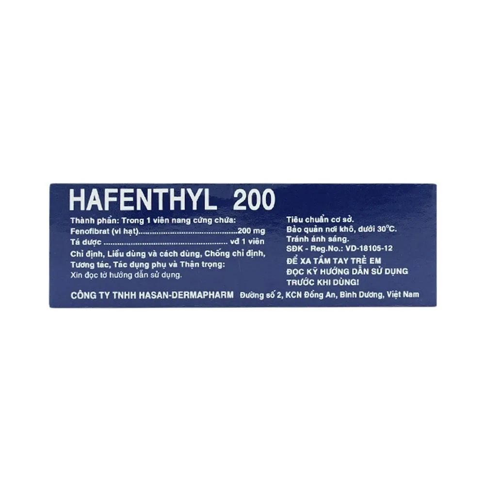 Hình ảnh Thuốc Hafenthyl 200 Hasan điều trị tăng cholesterol máu (3 vỉ x 10 viên)