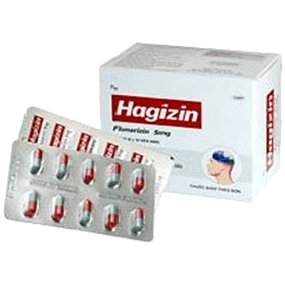 Hình ảnh Thuốc Hagizin DHG điều trị dự phòng đau nửa đầu, chóng mặt, hoa mắt (10 vỉ x 10 viên)