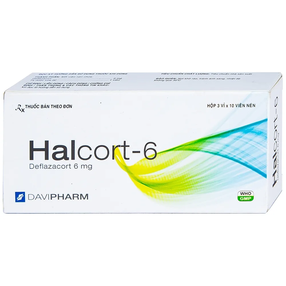Hình ảnh Thuốc Halcort-6 Davipharm kháng viêm, trị viêm khớp dạng thấp, điều trị sốc phản vệ, hen (3 vỉ x 10 viên)