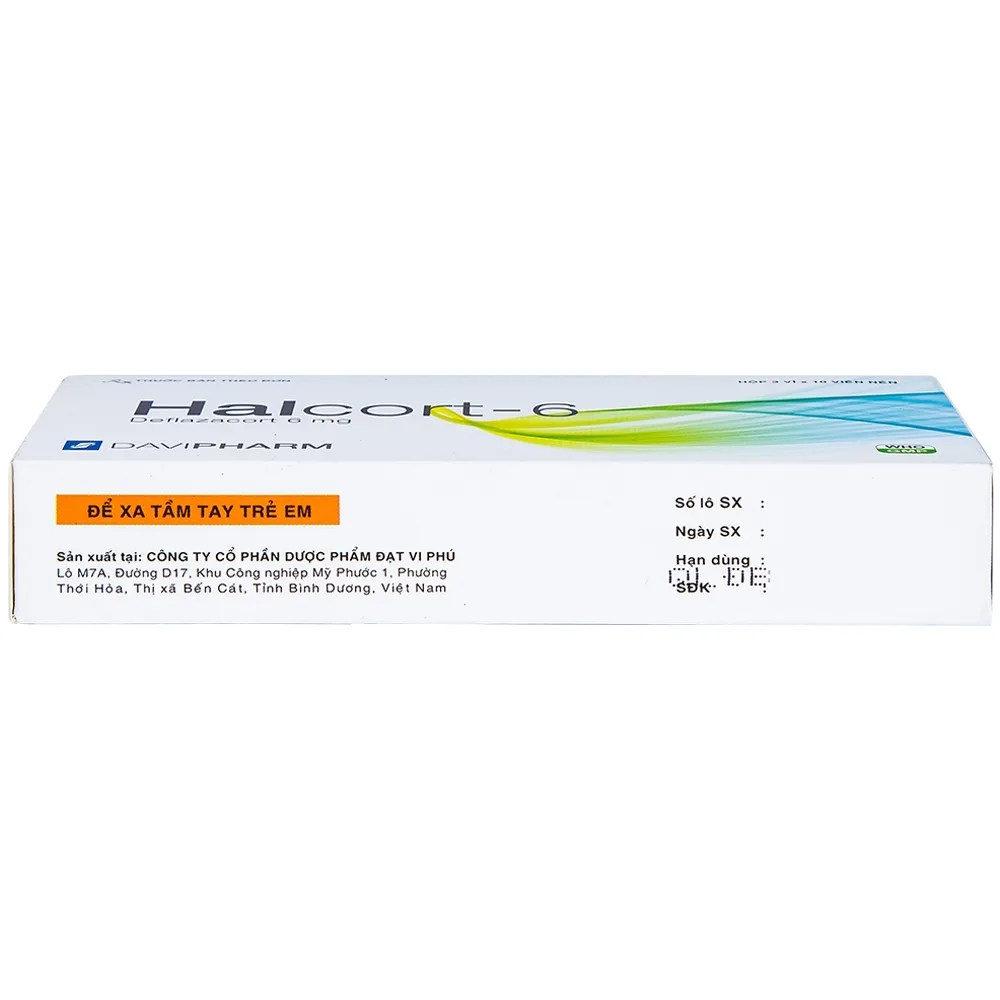 Hình ảnh Thuốc Halcort-6 Davipharm kháng viêm, trị viêm khớp dạng thấp, điều trị sốc phản vệ, hen (3 vỉ x 10 viên)