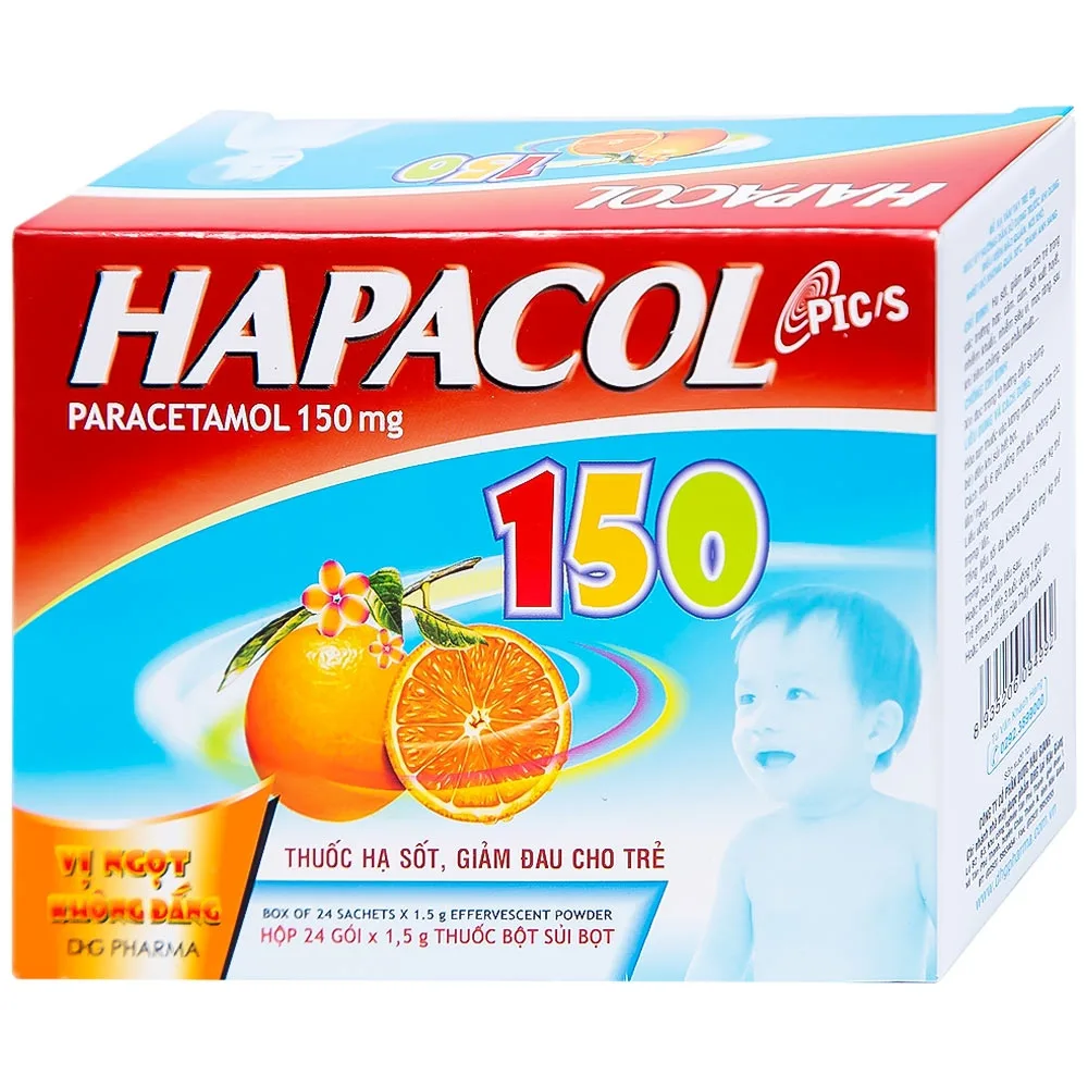 Hình ảnh Bột Hapacol 150 DHG giảm đau, hạ sốt (24 gói)