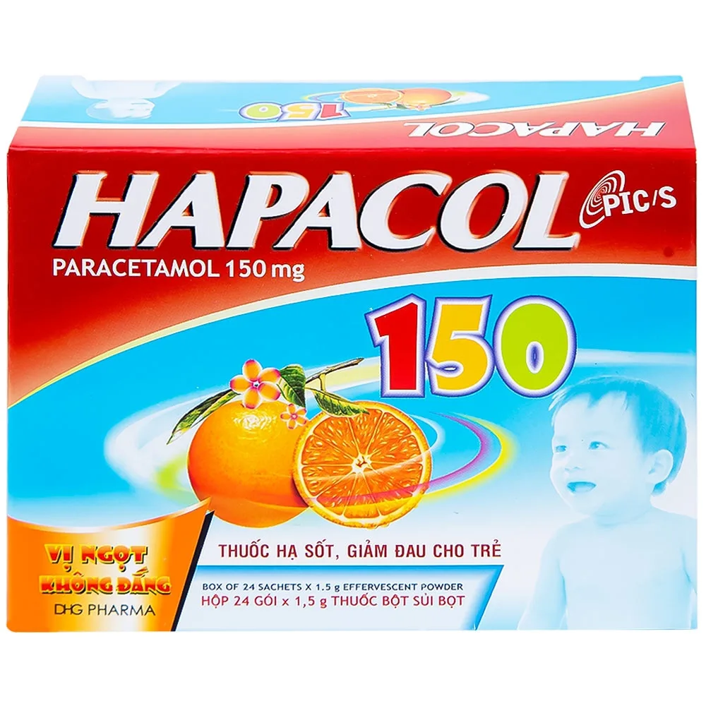 Hình ảnh Bột Hapacol 150 DHG giảm đau, hạ sốt (24 gói)