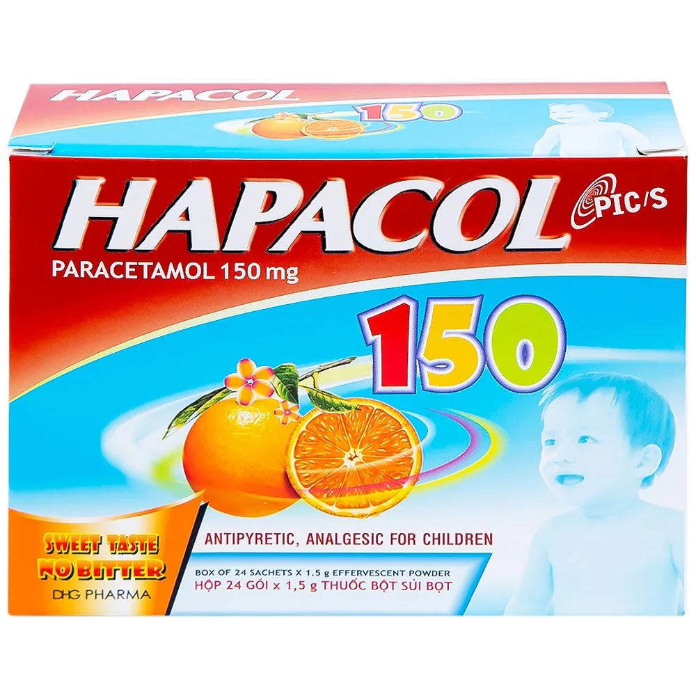 Hình ảnh Bột Hapacol 150 DHG giảm đau, hạ sốt (24 gói)