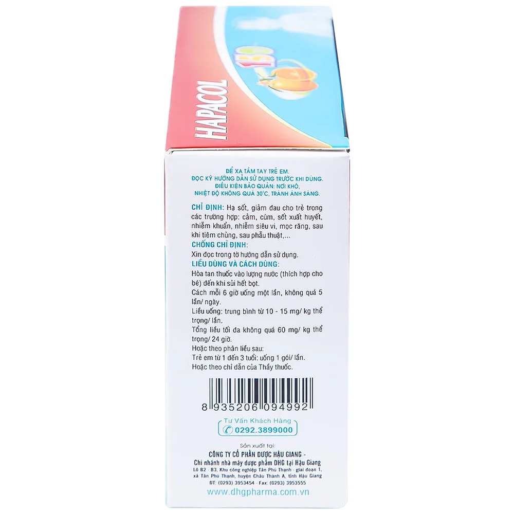 Hình ảnh Bột Hapacol 150 DHG giảm đau, hạ sốt (24 gói)