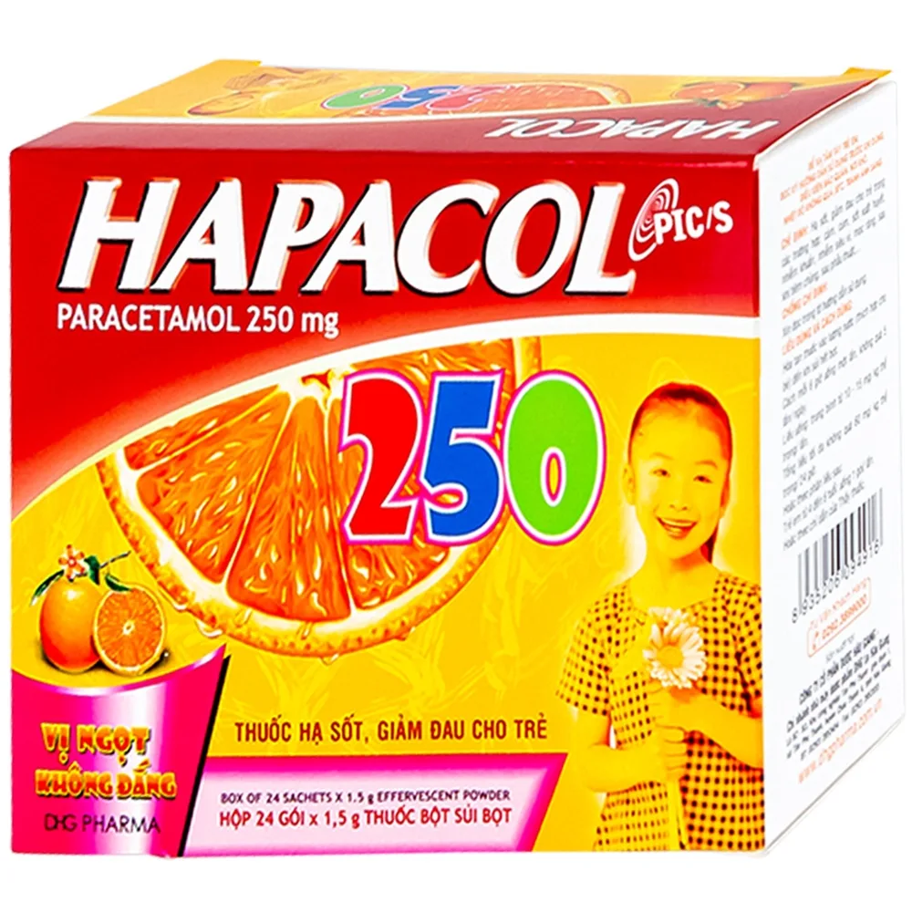 Hình ảnh Bột Hapacol 250 DHG giảm đau, hạ sốt (24 gói)