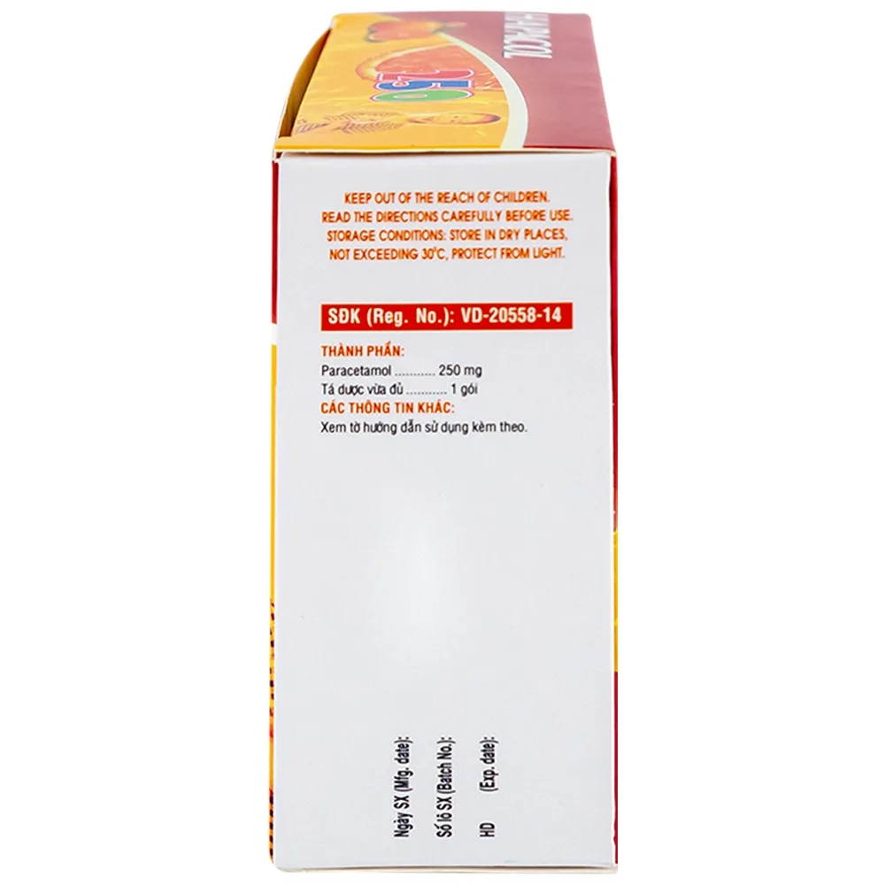 Hình ảnh Bột Hapacol 250 DHG giảm đau, hạ sốt (24 gói)