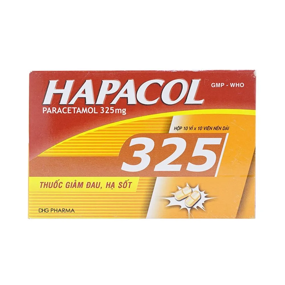 Hình ảnh Thuốc Hapacol 325 DHG điều trị đau đầu, đau nửa đầu, đau răng (10 vỉ x 10 viên)