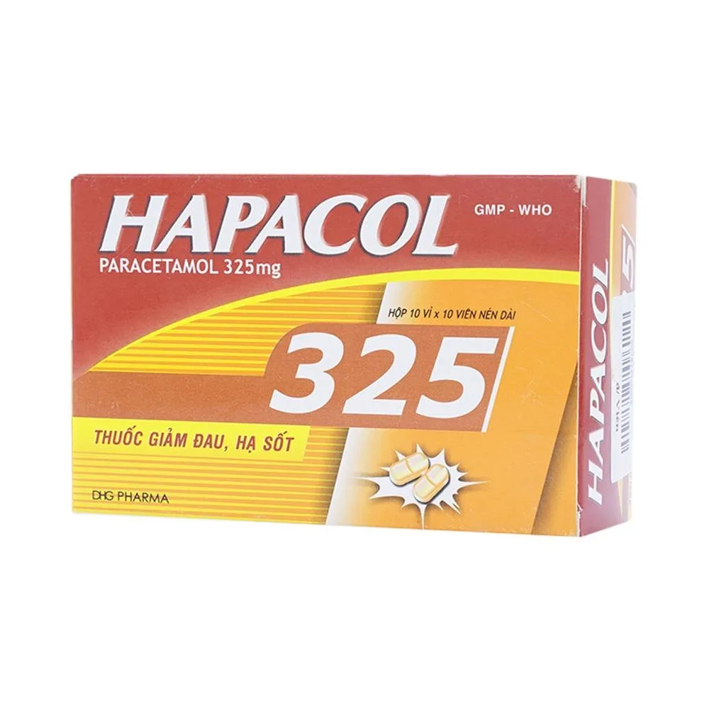 Hình ảnh Thuốc Hapacol 325 DHG điều trị đau đầu, đau nửa đầu, đau răng (10 vỉ x 10 viên)