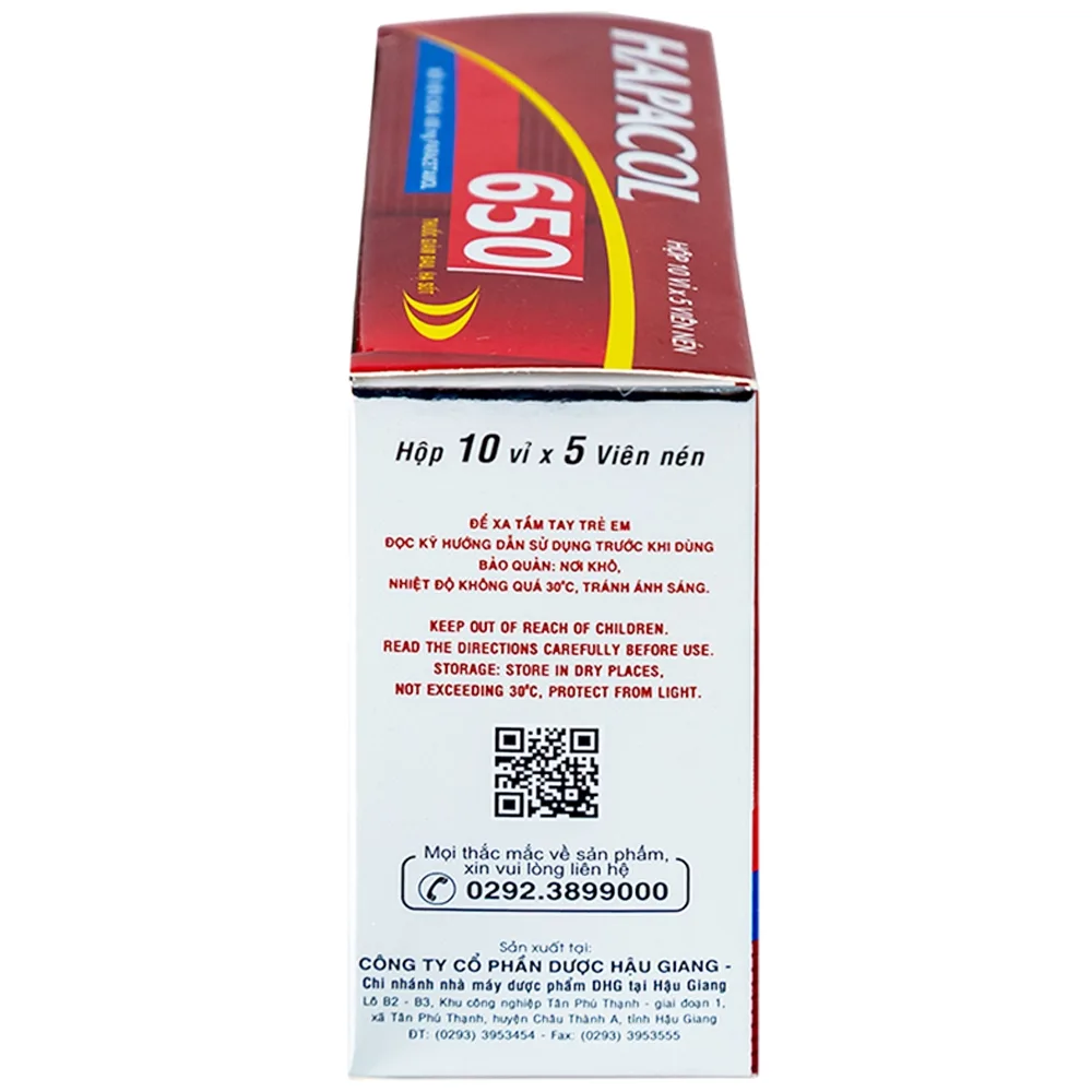 Hình ảnh Thuốc Hapacol 650 DHG giảm đau, hạ sốt (10 vỉ x 5 viên)