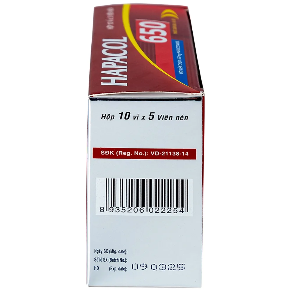 Hình ảnh Thuốc Hapacol 650 DHG giảm đau, hạ sốt (10 vỉ x 5 viên)