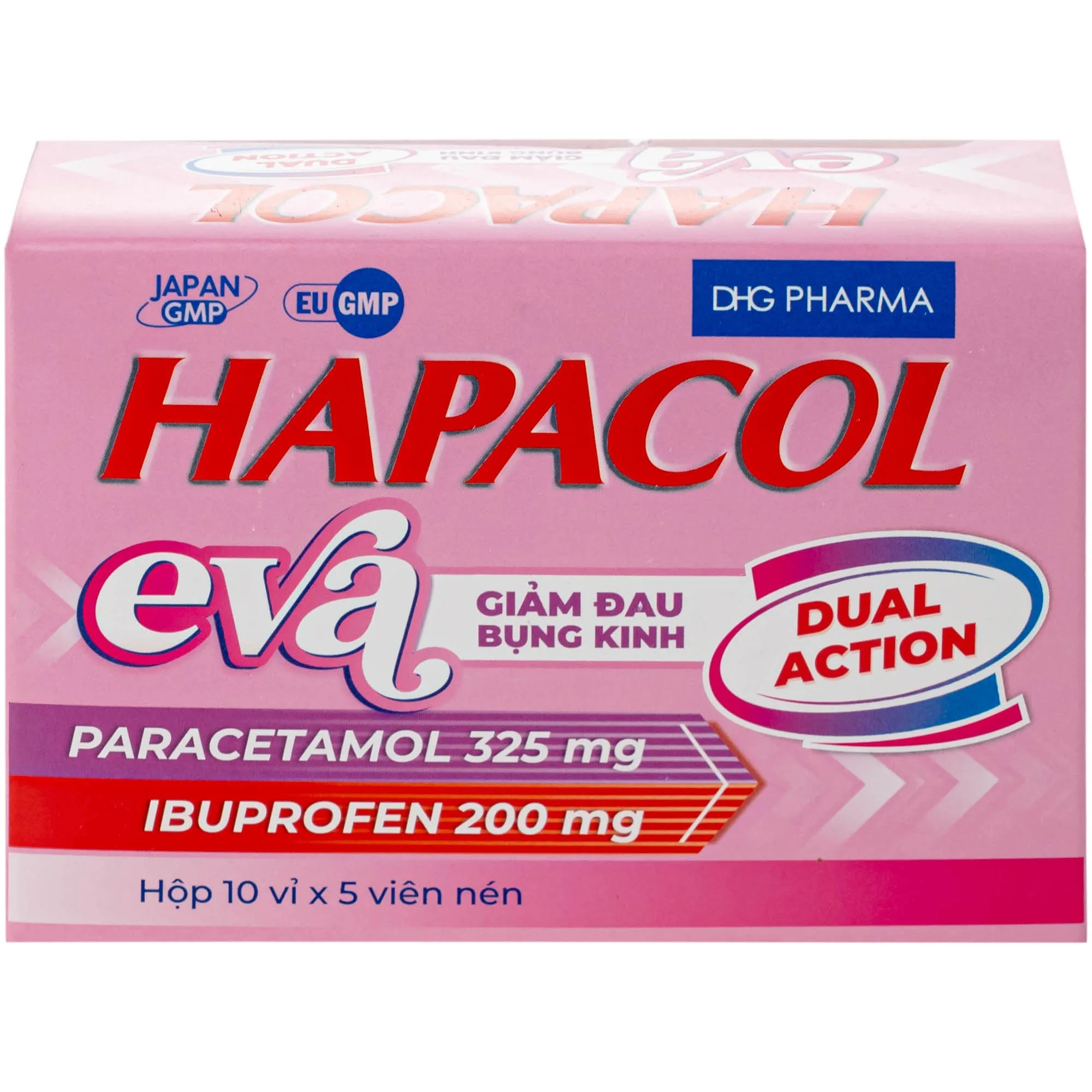 Hình ảnh Thuốc Hapacol Eva giảm đau bụng kinh Dhg Pharma (10 vỉ x 5 viên)