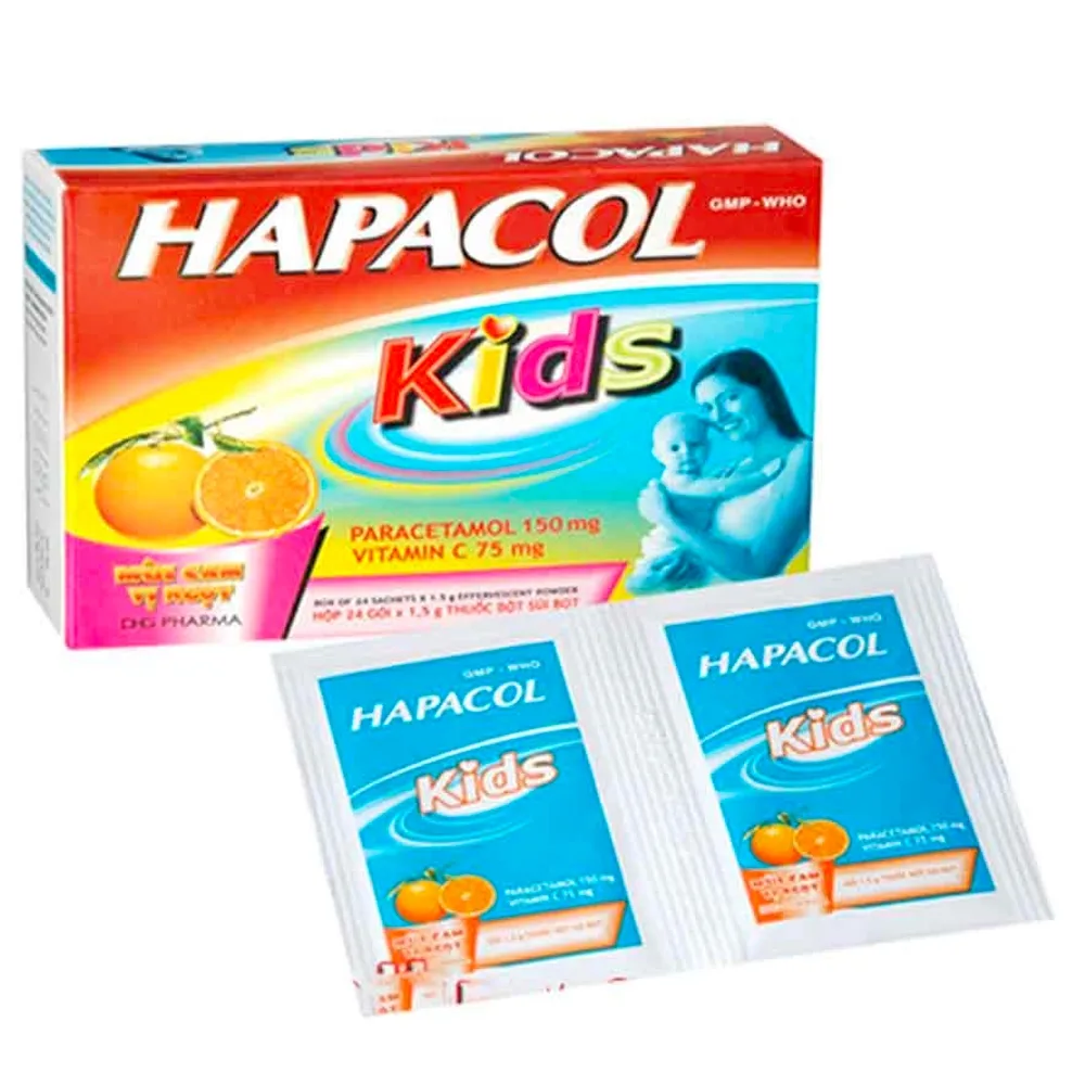 Hình ảnh Bột Hapacol Kids 150 DHG giảm đau, hạ sốt (24 gói)