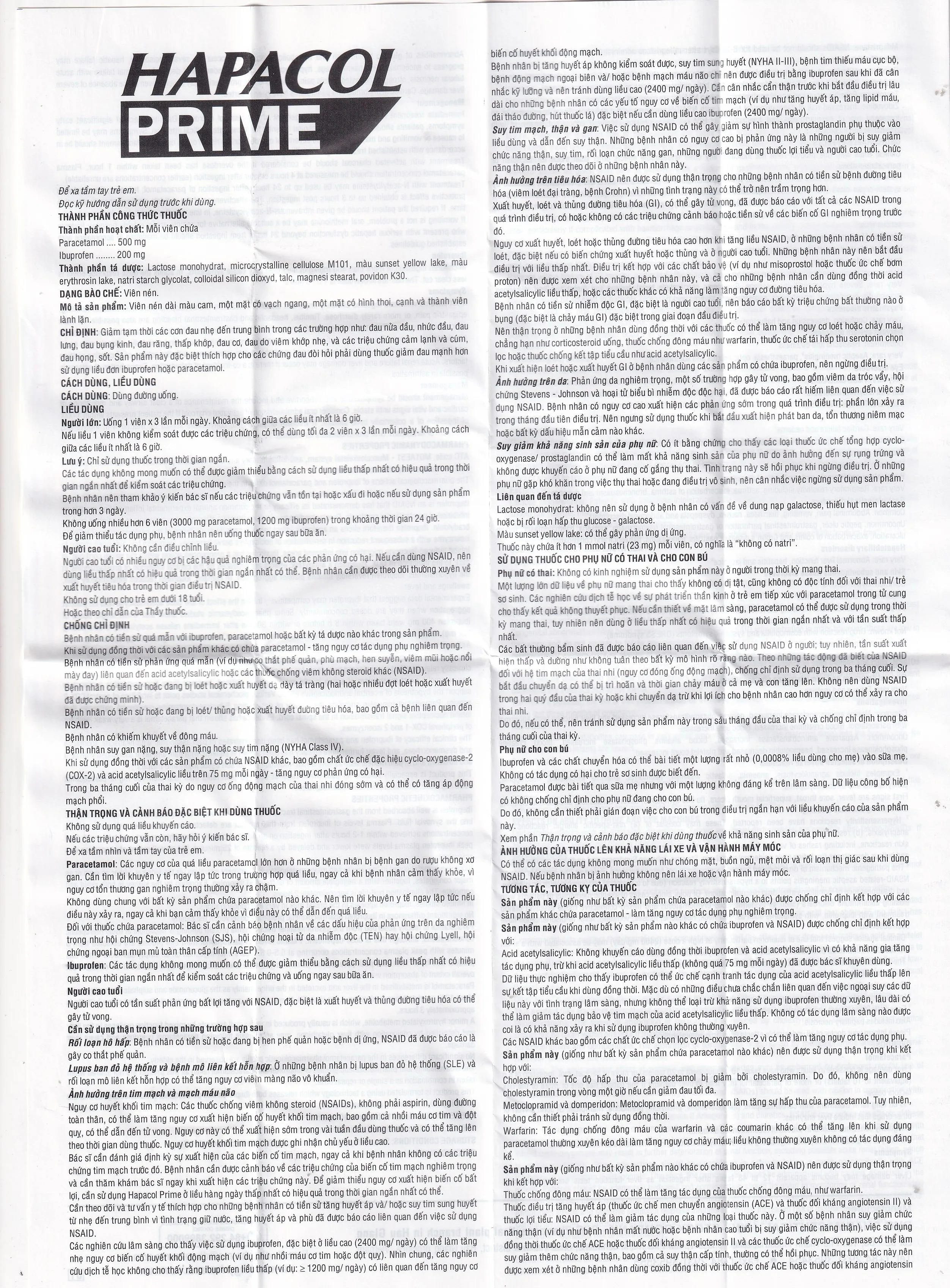 Hình ảnh Hapacol Prime Đau Nhức Kháng Viêm Dhg Pharma 10X10