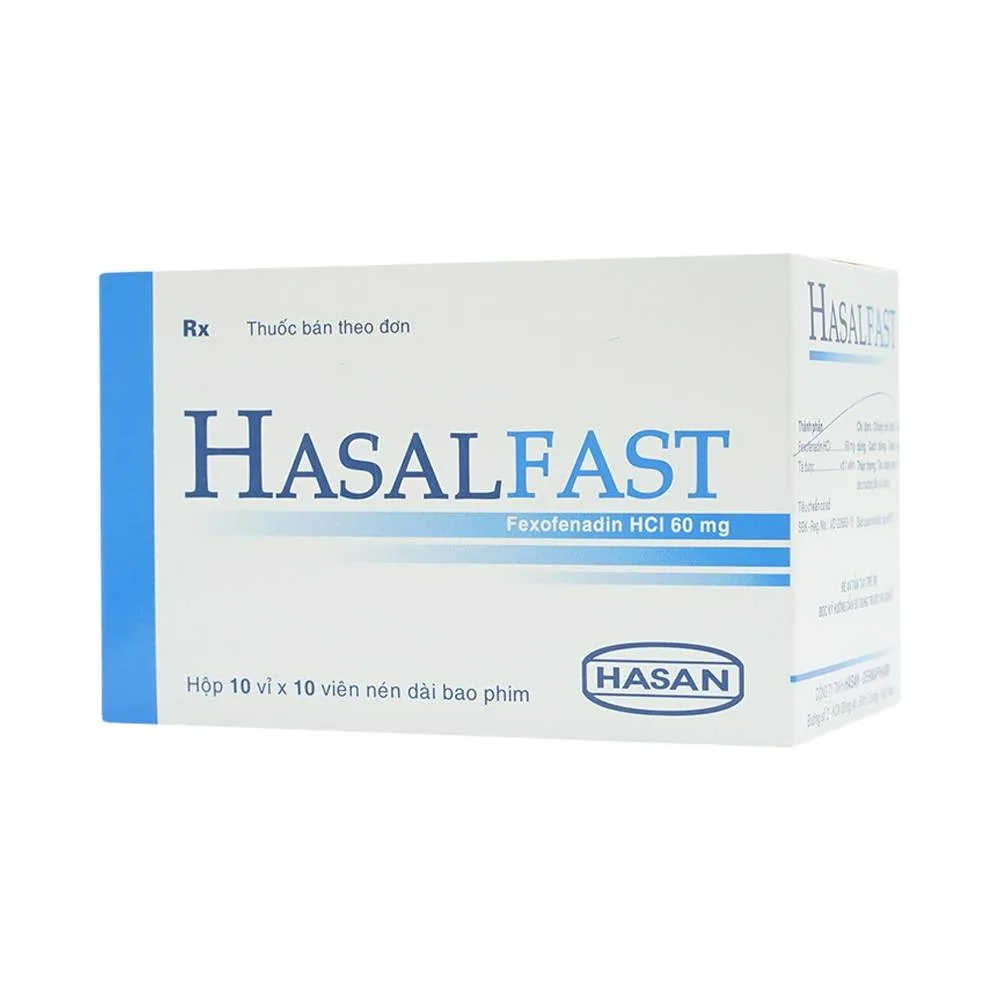 Hình ảnh Thuốc Hasalfast Hasan điều trị viêm mũi dị ứng theo mùa, mày đay mạn tính vô căn (10 vỉ x 10 viên)