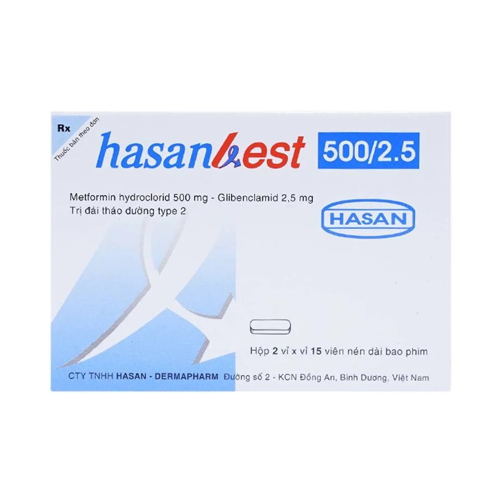 Hình ảnh Thuốc Hasanbest 500/2,5 Hasan điều trị đái tháo đường típ 2 (2 vỉ x 15 viên)