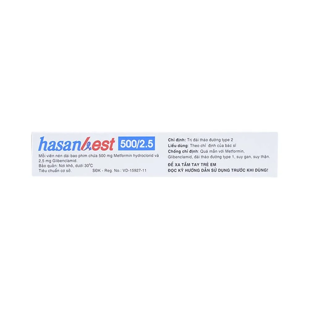 Hình ảnh Thuốc Hasanbest 500/2,5 Hasan điều trị đái tháo đường típ 2 (2 vỉ x 15 viên)