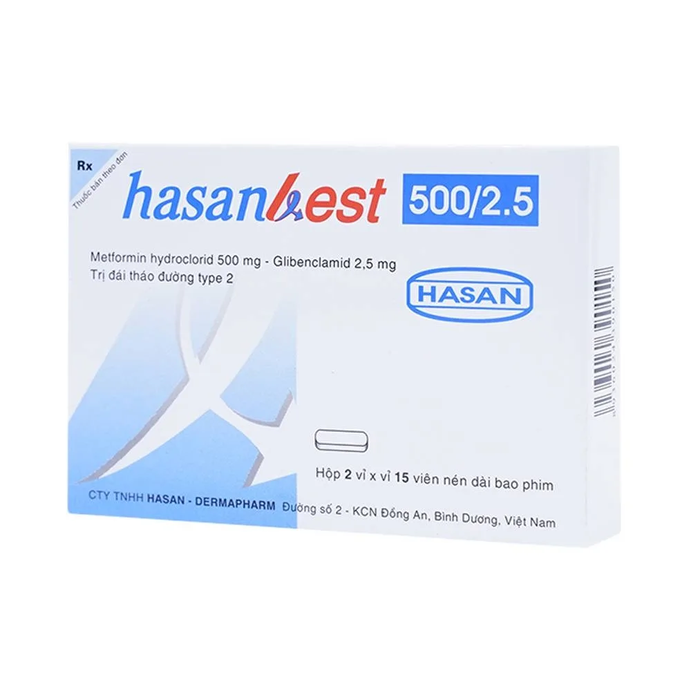 Hình ảnh Thuốc Hasanbest 500/2,5 Hasan điều trị đái tháo đường típ 2 (2 vỉ x 15 viên)